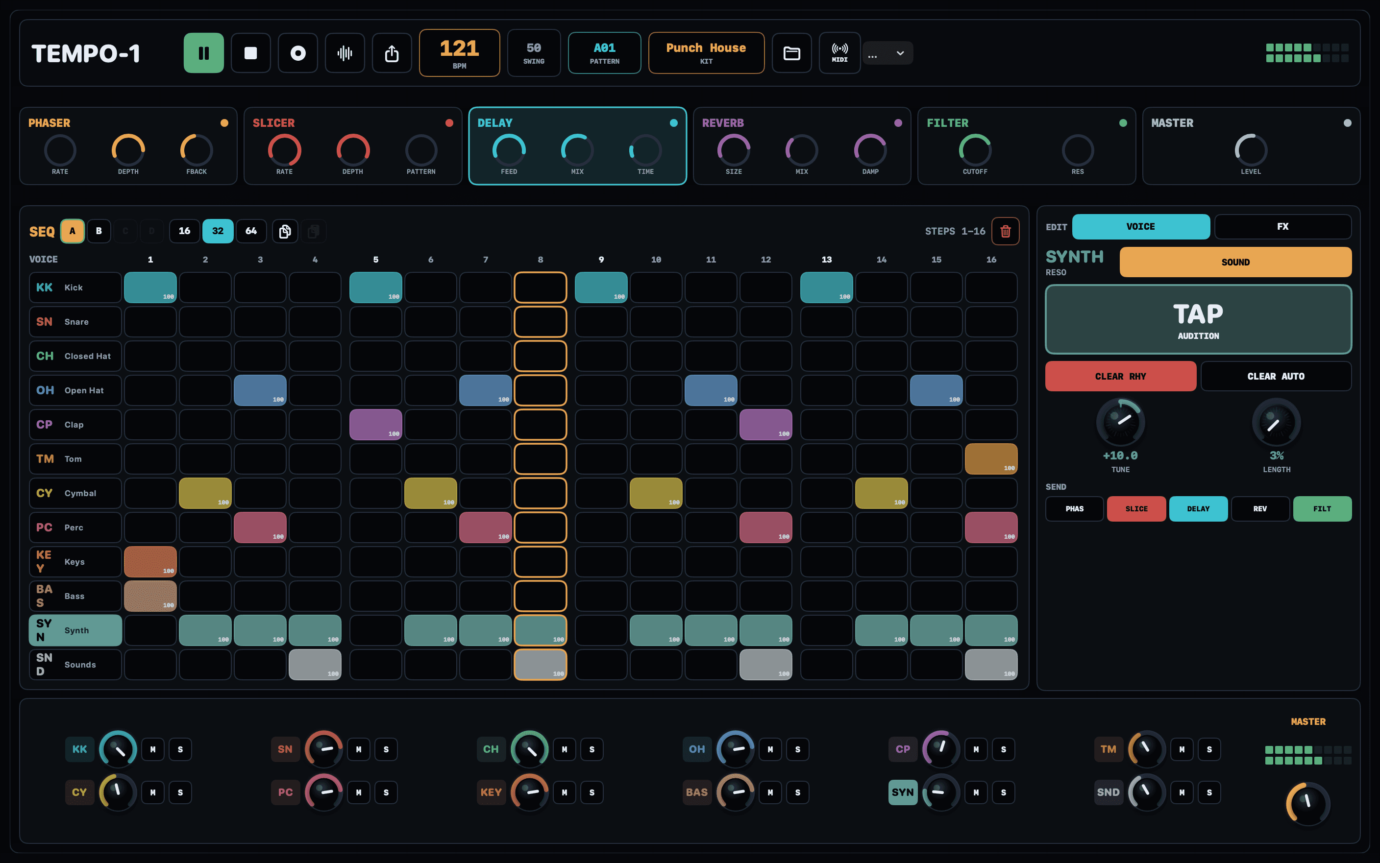 TEMPO-1 Mac drum workstation interface