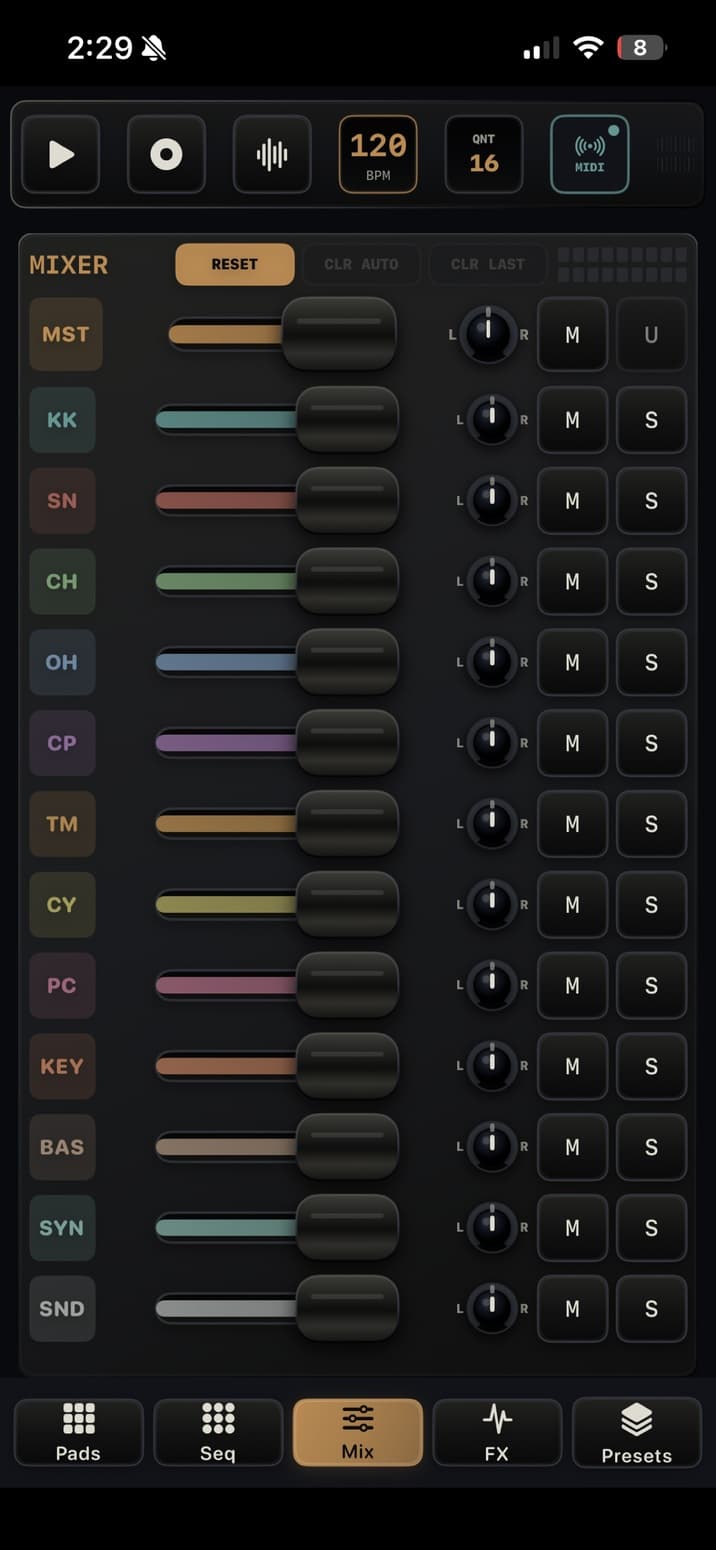 TEMPO-1 Mixer view